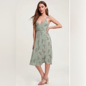 Green Floral Midi Dress
